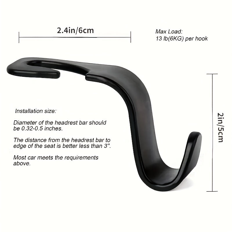 6pcs Car Hooks, Car Seat Back Organizer Hooks, Hidden Small Hooks for Car Interior Use