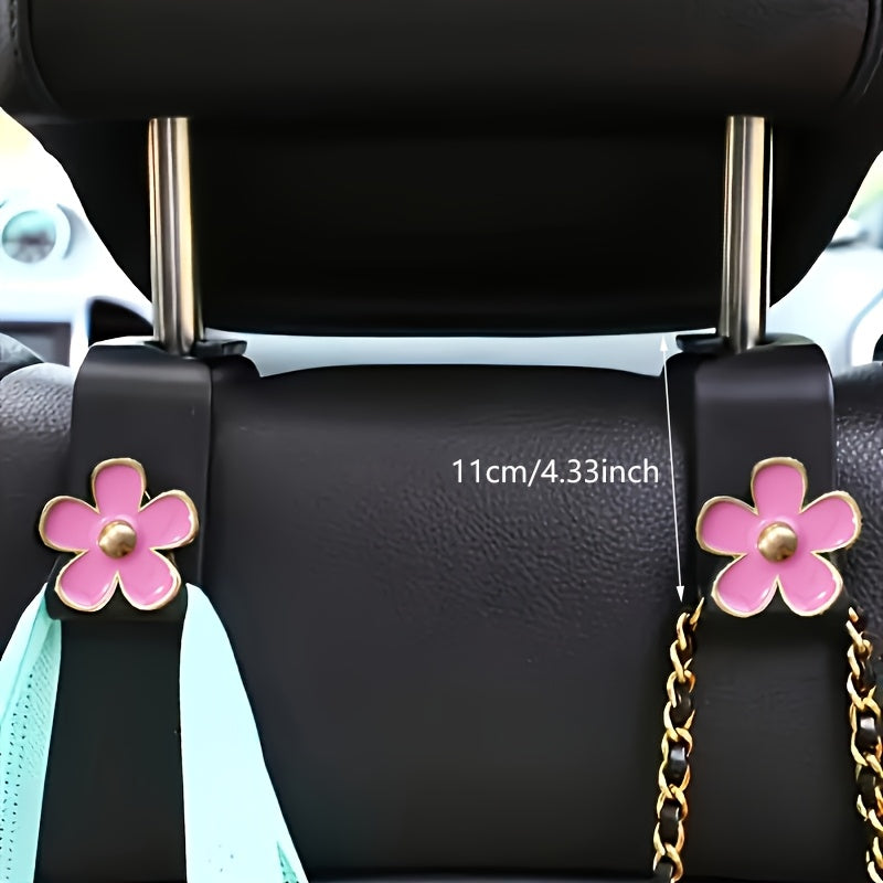 2pcs Car Seat Back Small Flower Multi-functional Car Organizer Holder, Car Hook for Front Seats, Creative Car Hook, Vehicle Hanging Hook Organizer, Available in Multiple Colors and Two Styles with Different Prices