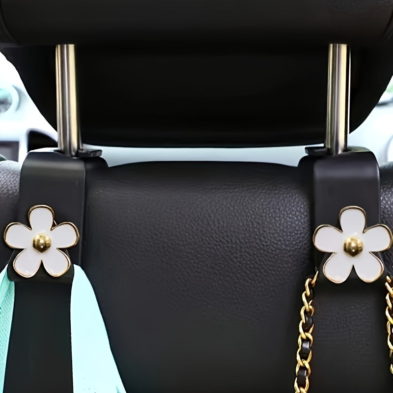 2pcs Car Seat Back Small Flower Multi-functional Car Organizer Holder, Car Hook for Front Seats, Creative Car Hook, Vehicle Hanging Hook Organizer, Available in Multiple Colors and Two Styles with Different Prices