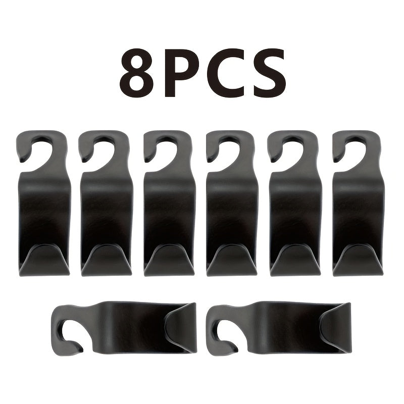 4, 8 Heavy-Duty Car Seat Back Hooks, Suitable for Suvs/Trucks - Shaped Top Hooks with Thick Plastic Hooks, Rotatable And Space-Saving Concealed Storage - Free Installation of Headrests for Organizing Items Such As Wallets., 8