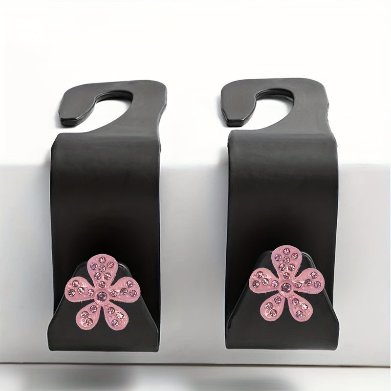 2pcs Car Seat Back Small Flower Multi-functional Car Organizer Holder, Car Hook for Front Seats, Creative Car Hook, Vehicle Hanging Hook Organizer, Available in Multiple Colors and Two Styles with Different Prices