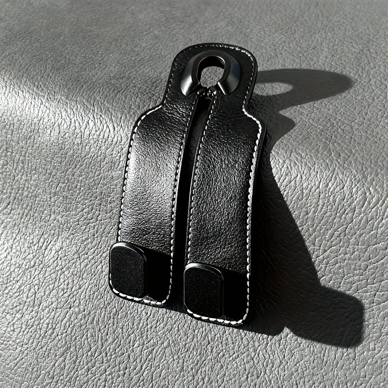 Car Seat Back Cover with 2 Hooks, Hidden Hook Design - Made of PU Leather, Universal Fit for All Cars, for Hanging Purses and Bags on Headrest