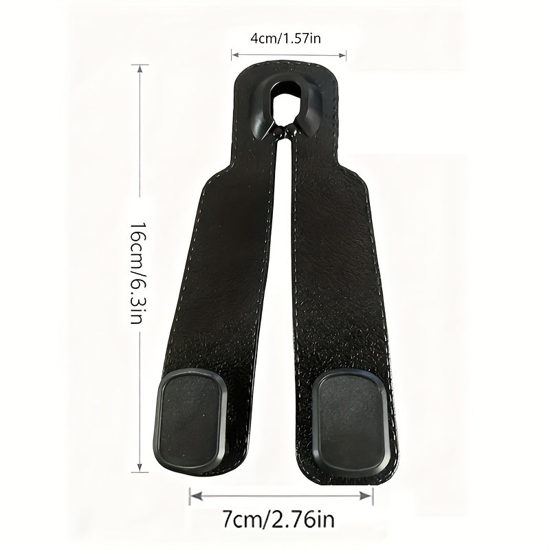 Car Seat Back Cover with 2 Hooks, Hidden Hook Design - Made of PU Leather, Universal Fit for All Cars, for Hanging Purses and Bags on Headrest