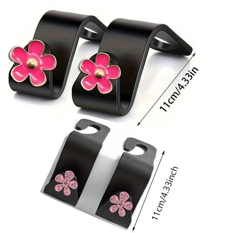 2pcs Car Seat Back Small Flower Multi-functional Car Organizer Holder, Car Hook for Front Seats, Creative Car Hook, Vehicle Hanging Hook Organizer, Available in Multiple Colors and Two Styles with Different Prices