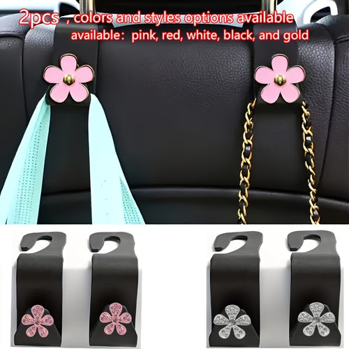 2pcs Car Seat Back Small Flower Multi-functional Car Organizer Holder, Car Hook for Front Seats, Creative Car Hook, Vehicle Hanging Hook Organizer, Available in Multiple Colors and Two Styles with Different Prices