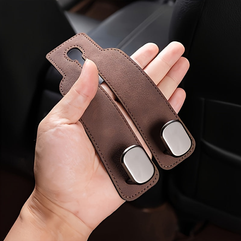 Car Seat Back Cover with 2 Hooks, Hidden Hook Design - Made of PU Leather, Universal Fit for All Cars, for Hanging Purses and Bags on Headrest