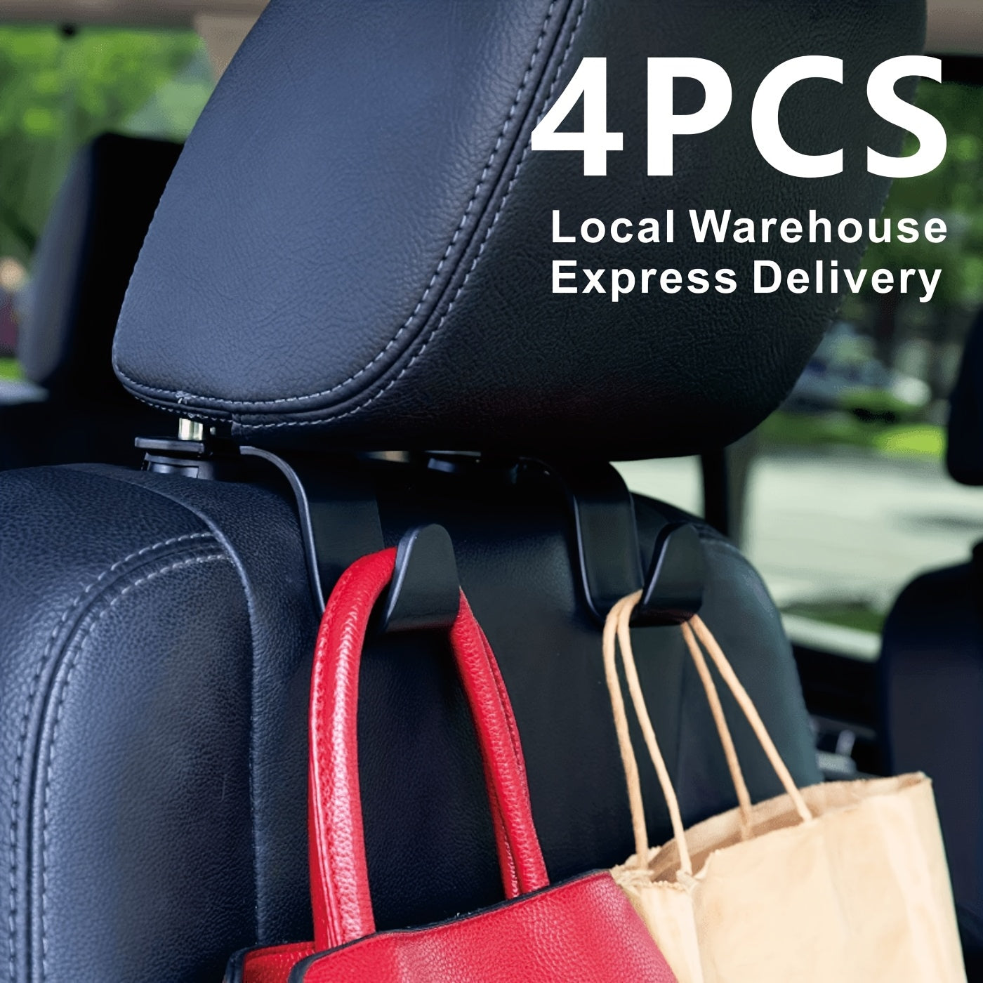 4, 8 Heavy-Duty Car Seat Back Hooks, Suitable for Suvs/Trucks - Shaped Top Hooks with Thick Plastic Hooks, Rotatable And Space-Saving Concealed Storage - Free Installation of Headrests for Organizing Items Such As Wallets., 8