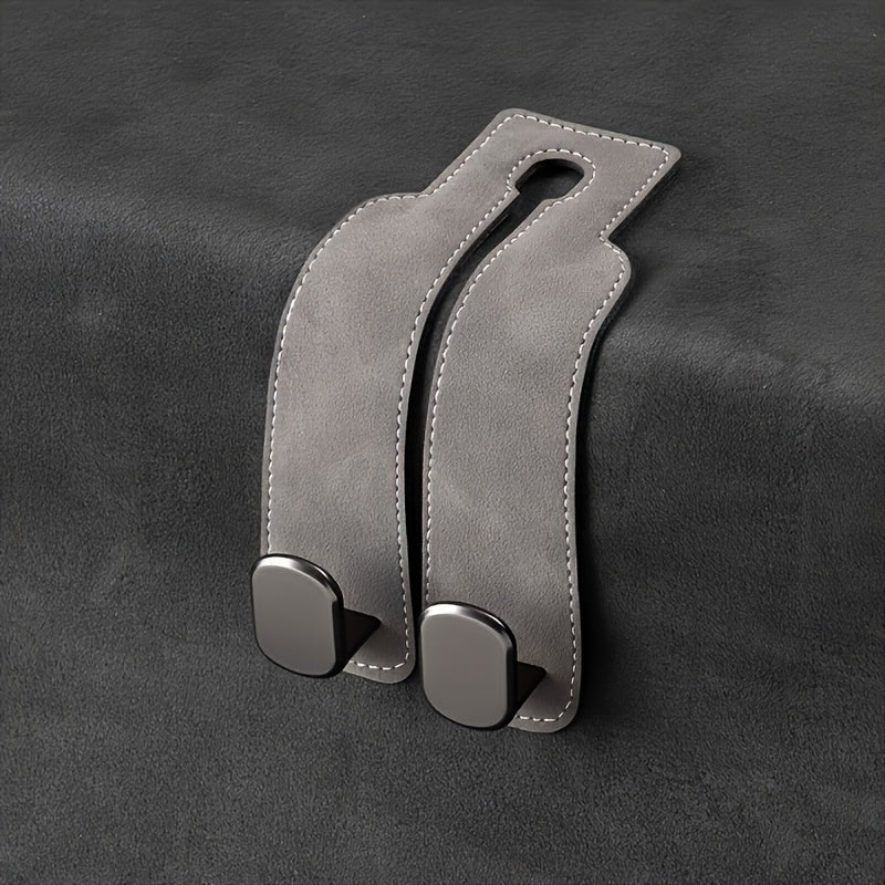 Car Seat Back Cover with 2 Hooks, Hidden Hook Design - Made of PU Leather, Universal Fit for All Cars, for Hanging Purses and Bags on Headrest